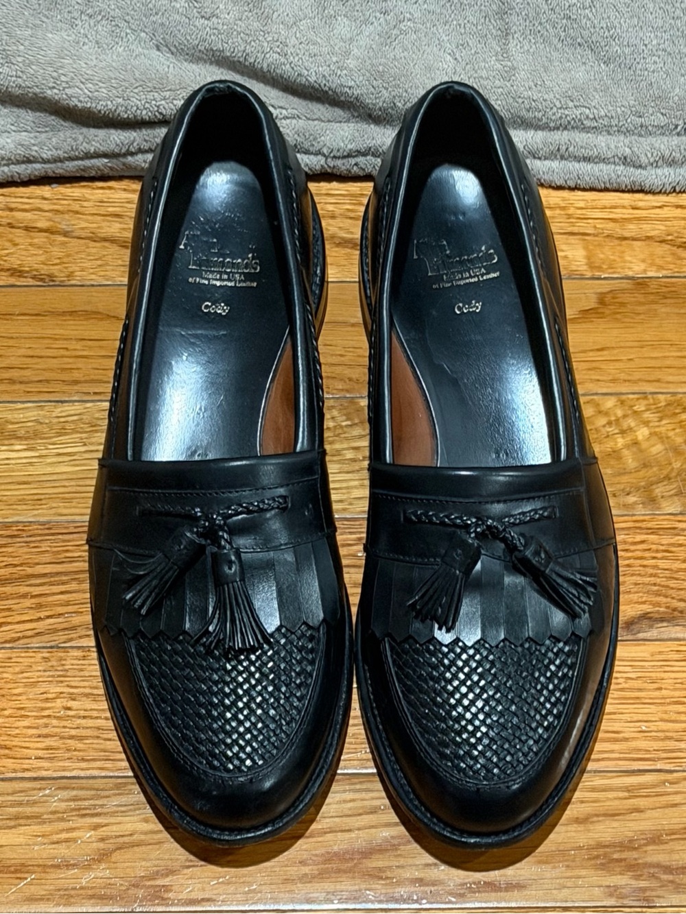 Allen Edmonds Cody Tassel Loafer Mens 12 D Black Woven Kiltie Dress Shoes USA